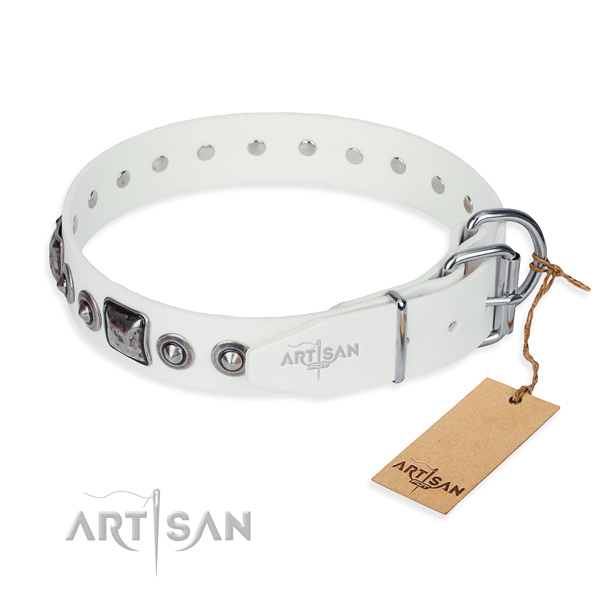 Gentle to touch full grain leather dog collar created for handy use
