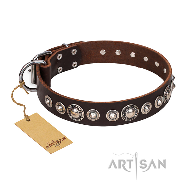 Finest quality embellished dog collar of leather