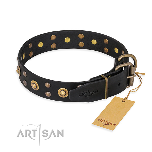 Rust-proof hardware on full grain leather collar for your impressive four-legged friend