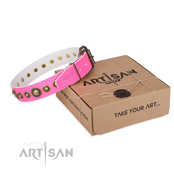 Top notch full grain natural leather dog collar created for daily use