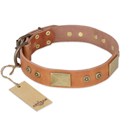 "The Middle Ages" FDT Artisan Handcrafted Tan Leather Dogue de Bordeaux Collar