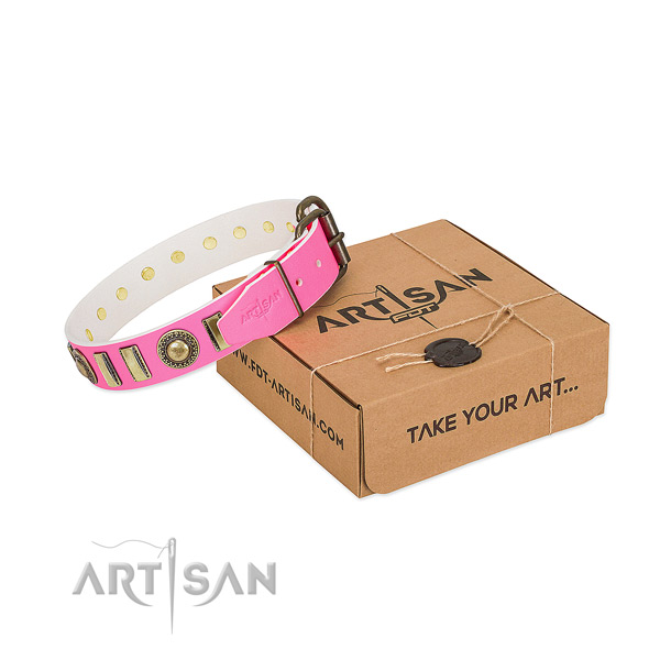 Top notch leather dog collar handmade for your pet