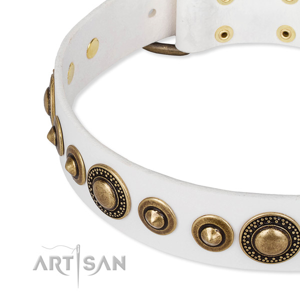 Gentle to touch genuine leather dog collar handmade for your attractive pet