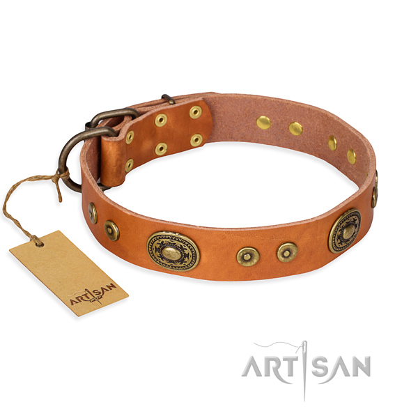 Leather dog collar made of best quality material with corrosion resistant hardware