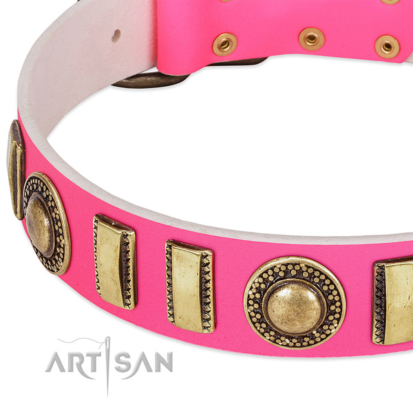 Flexible natural leather dog collar for your impressive dog
