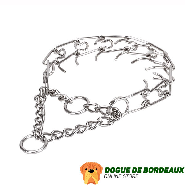 Adjustable stainless steel dog pinch collar with removable links for medium and large canines
