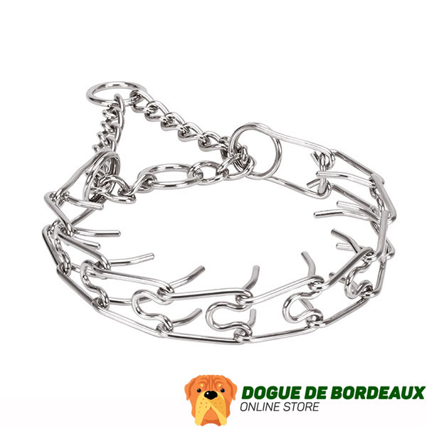 Rust resistant dog prong collar with stainless steel removable prongs