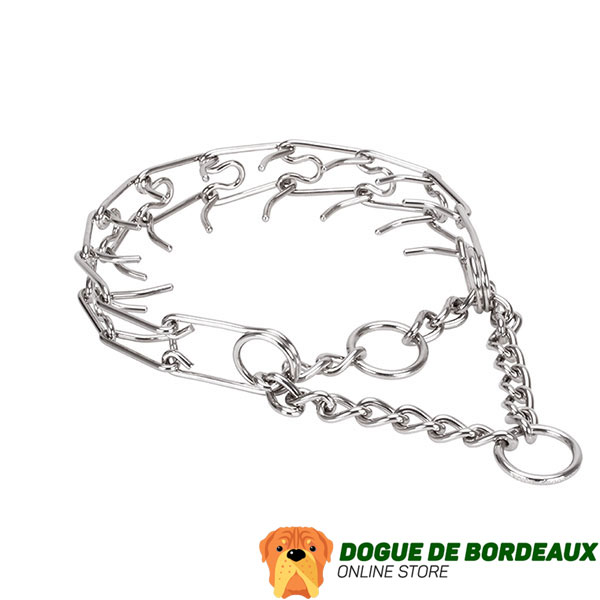 Prong collar of corrosion-proof stainless steel for ill behaved pets