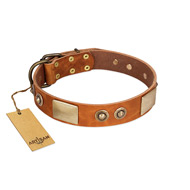 "Perfect Blend" FDT Artisan Tan Leather Dogue de Bordeaux Collar 1 1/2 inch (40 mm) wide