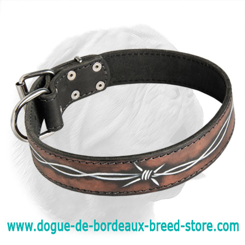 Barbed Wire Handpainted Dogue de Bordeaux Leather Collar