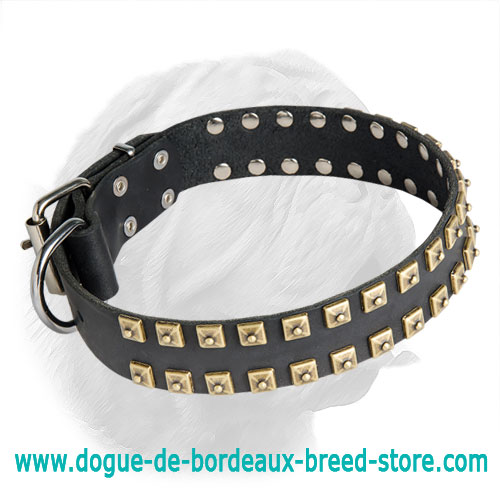 "Caterpillar" Dogue de Bordeaux Leather Collar
