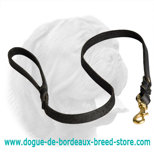 Handcrafted leather Dogue de Bordeaux leash for walking and tracking - Click Image to Close