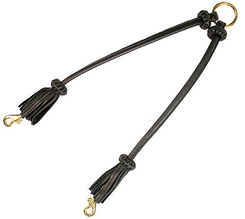 Decorated Leather Dogue de Bordeaux Coupler with Tassels