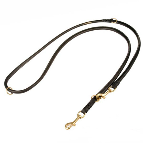 Multimode Leather Round Leash for Excellent Dogue de Bordeaux Control