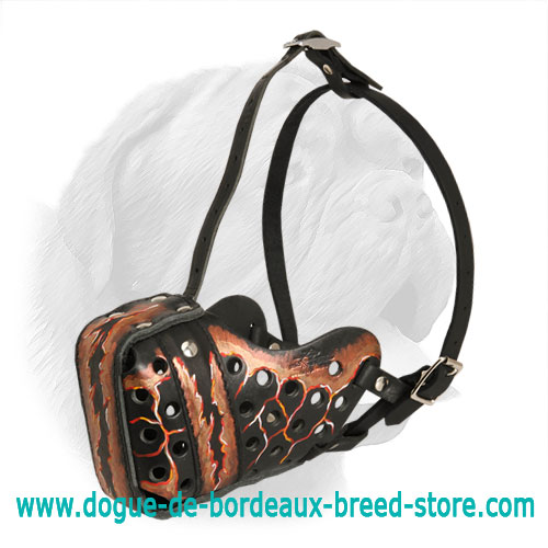 Hand-Painted Leather "Magma" Style Dogue de Bordeaux Muzzle