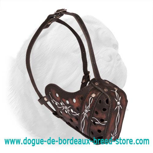 Barbed Wire Painted Heavy Duty Leather Muzzle