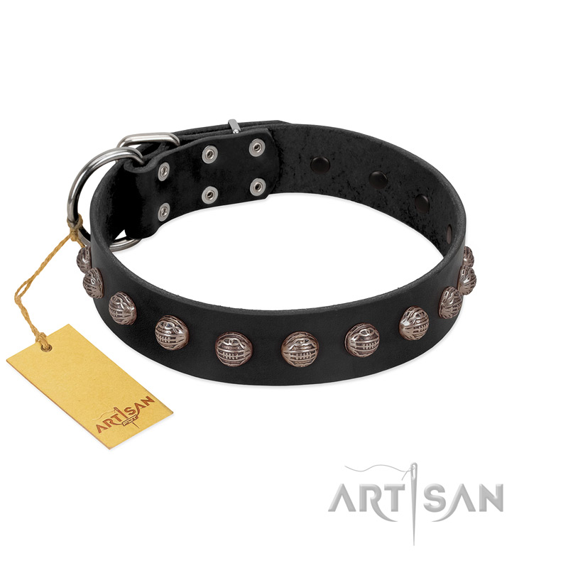 "Bizarre Affection" Designer Handmade FDT Artisan Black Leather Dogue de Bordeaux Collar