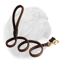 Round leather handle for the Dogue de Bordeaux leash