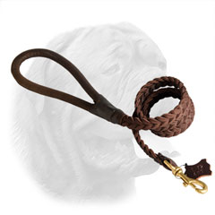 Braided leather Dogue de Bordeaux leash
